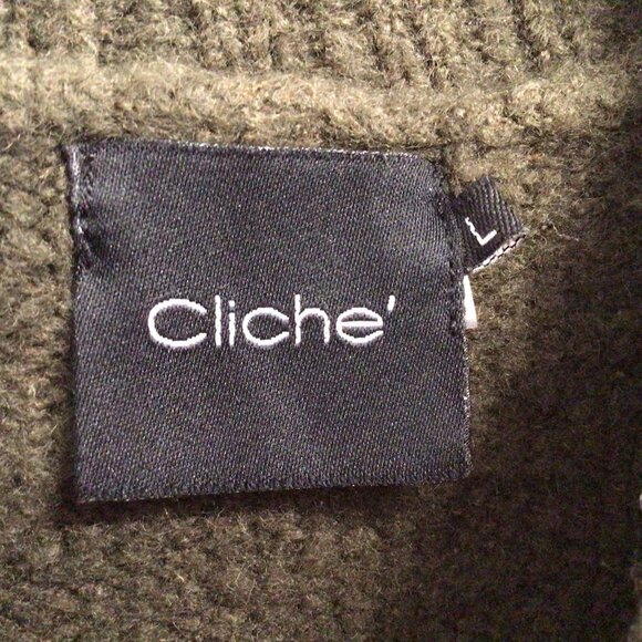 Vintage Cliche Floral Embroidered Mock Neck Pullover Sweater Green Size Large - Picture 5 of 8